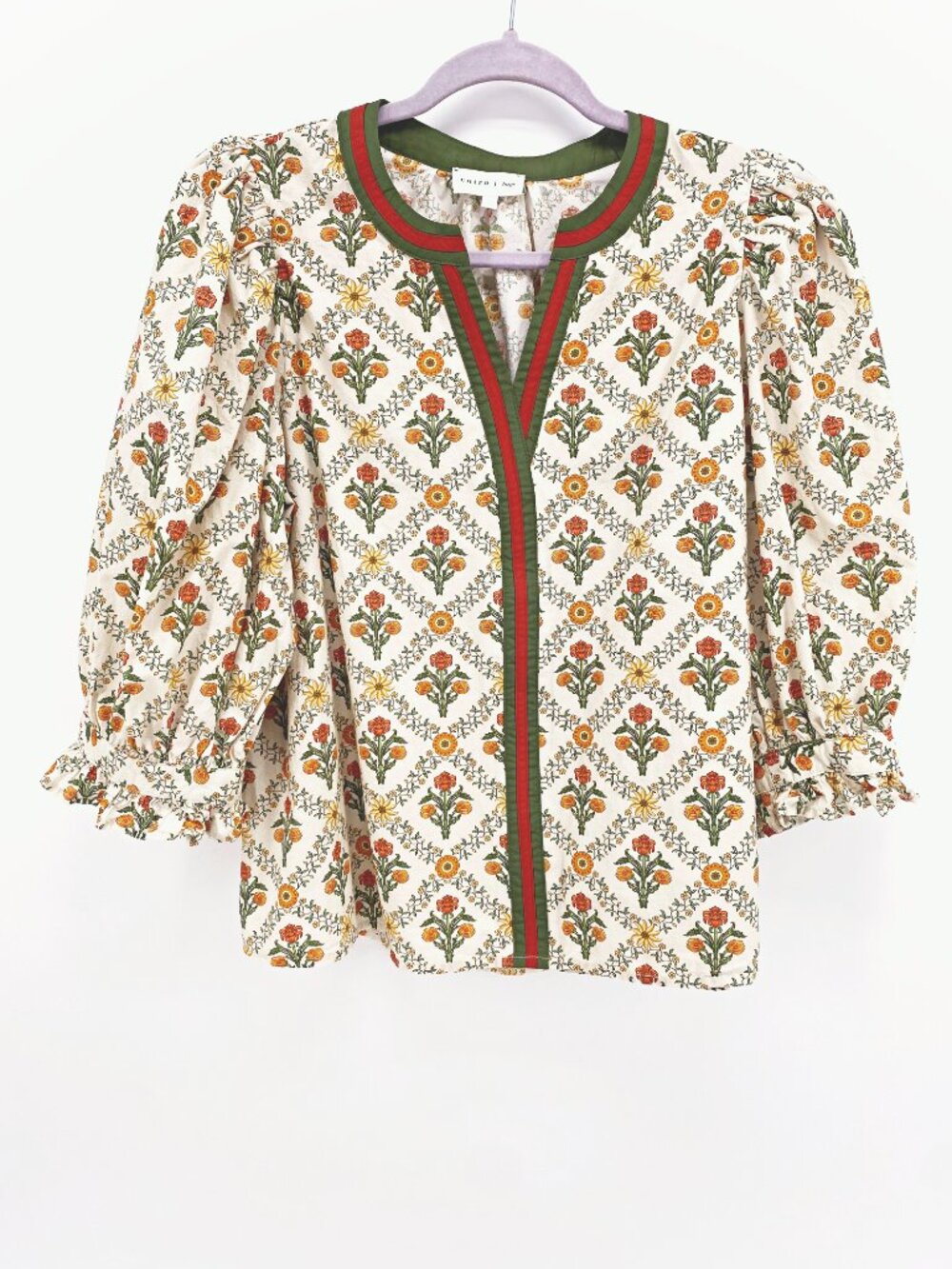 Entro Marigold Pattern Cottagecore Blouse - Picture 2 of 8